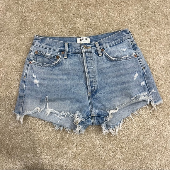 Agolde Los Angeles Parker Vintage Cut Off Jeans Shorts Sz 27 High Rise Button, - Picture 1 of 16